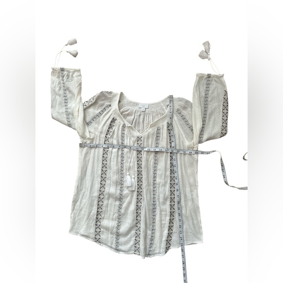 J Jill Embroidered Tasseled Peasant Bohemian Top Size Medium - Picture 9 of 10